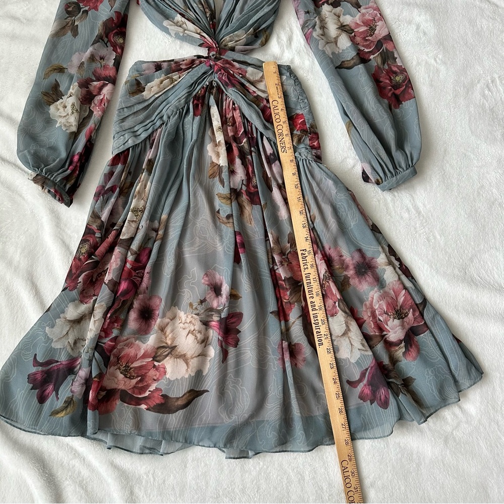 PatBo Peony Print Cutout Midi Dress Size 2 - Picture 7 of 16